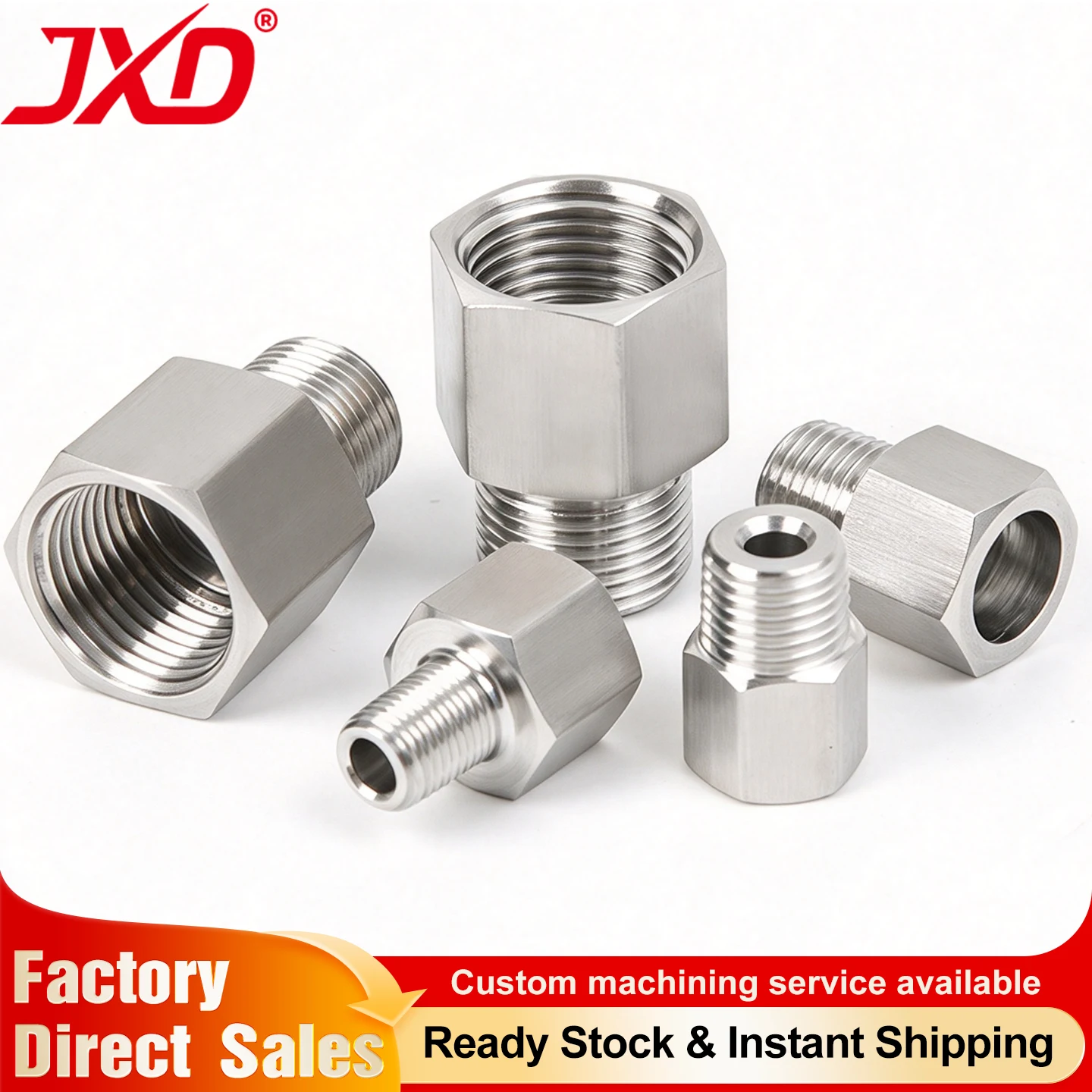 Thickened Stainless Steel Reducing Bushing Hex Male to Female Adapter Welded Union Pipe Thread 1/8 1/4 3/8 1/2 Pipe Connector