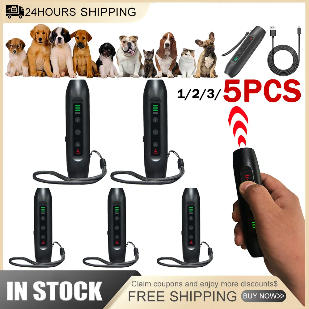 Dog Repeller Ultrasonic Dogs Barking Deterrents Electronic Training Devices With Ultrasound USB Recharge Flashlight LED