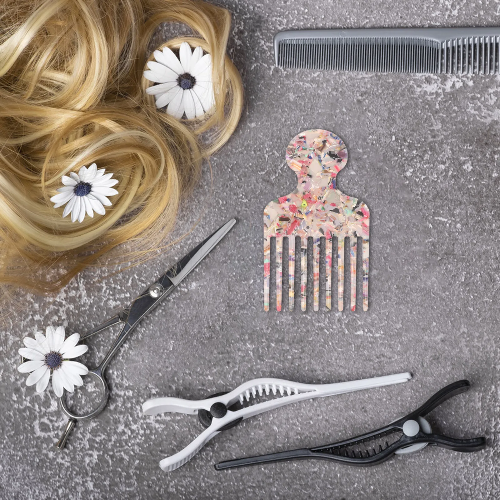 

4.72" Wide Tooth Comb: Mini Cellulose Acetate Anti-Static Detangling Hair Pick For Curly Wavy Thick Hair Portable Travel Styling