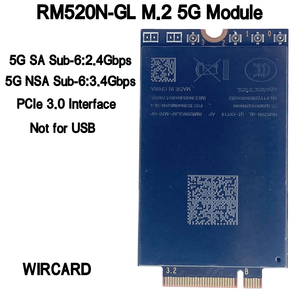 Modul 5G Sub-6 5G RM520N-GL RM520NGLAP-M20-HP 5G NR M.2 PCIe3.0 untuk laptop dan router