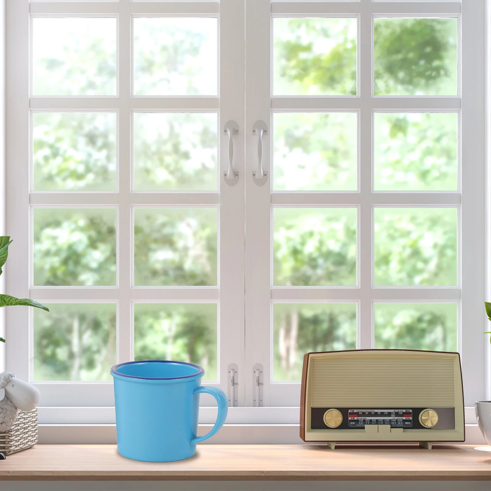 

2Pcs Imitation Enamel Retro Tea Mugs Vintage Beverage Cups Assorted Color Heat Proof Handle Large Opening Cups