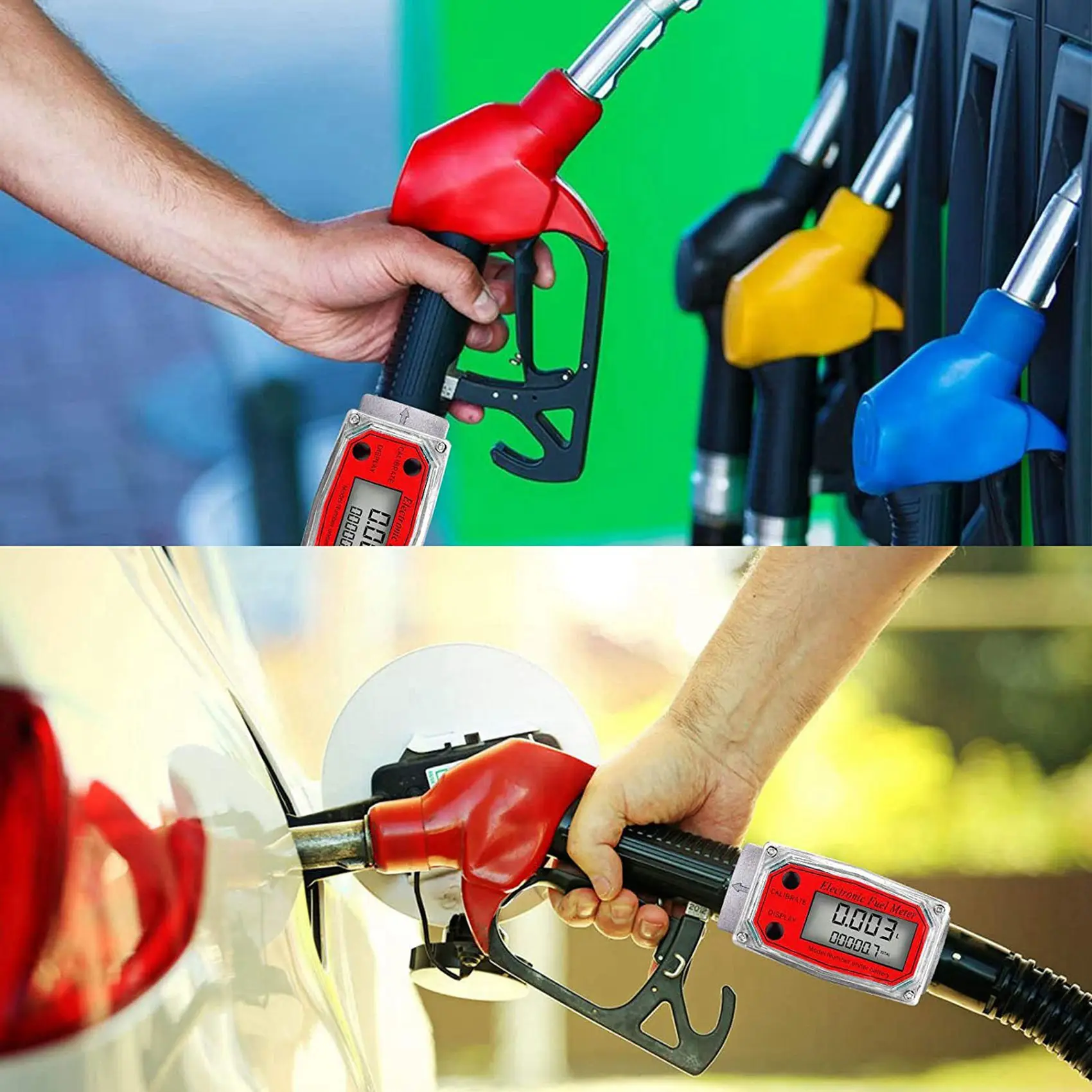 3Pcs 1 Inch Digital Turbine Flowmeter Digital LCD Display With NPT Counter Fuel Flowmeter For Measuring Engine Oil-Y18A