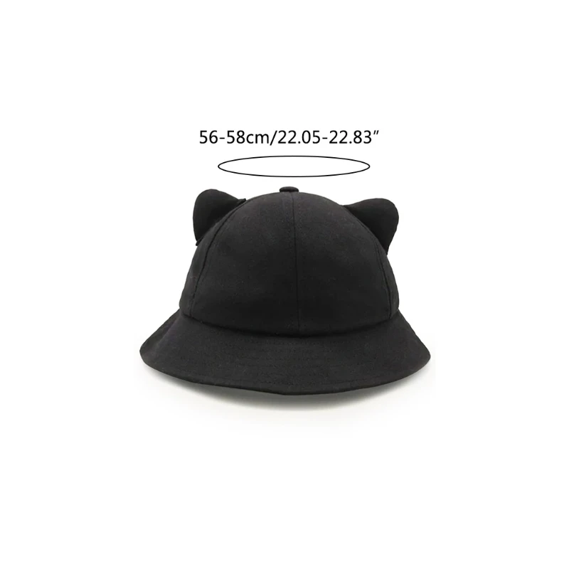 634C Cartoon for Cat Ear Tail Fisherman Hat Sweet Basin Hat Wide Brim for Girlfr