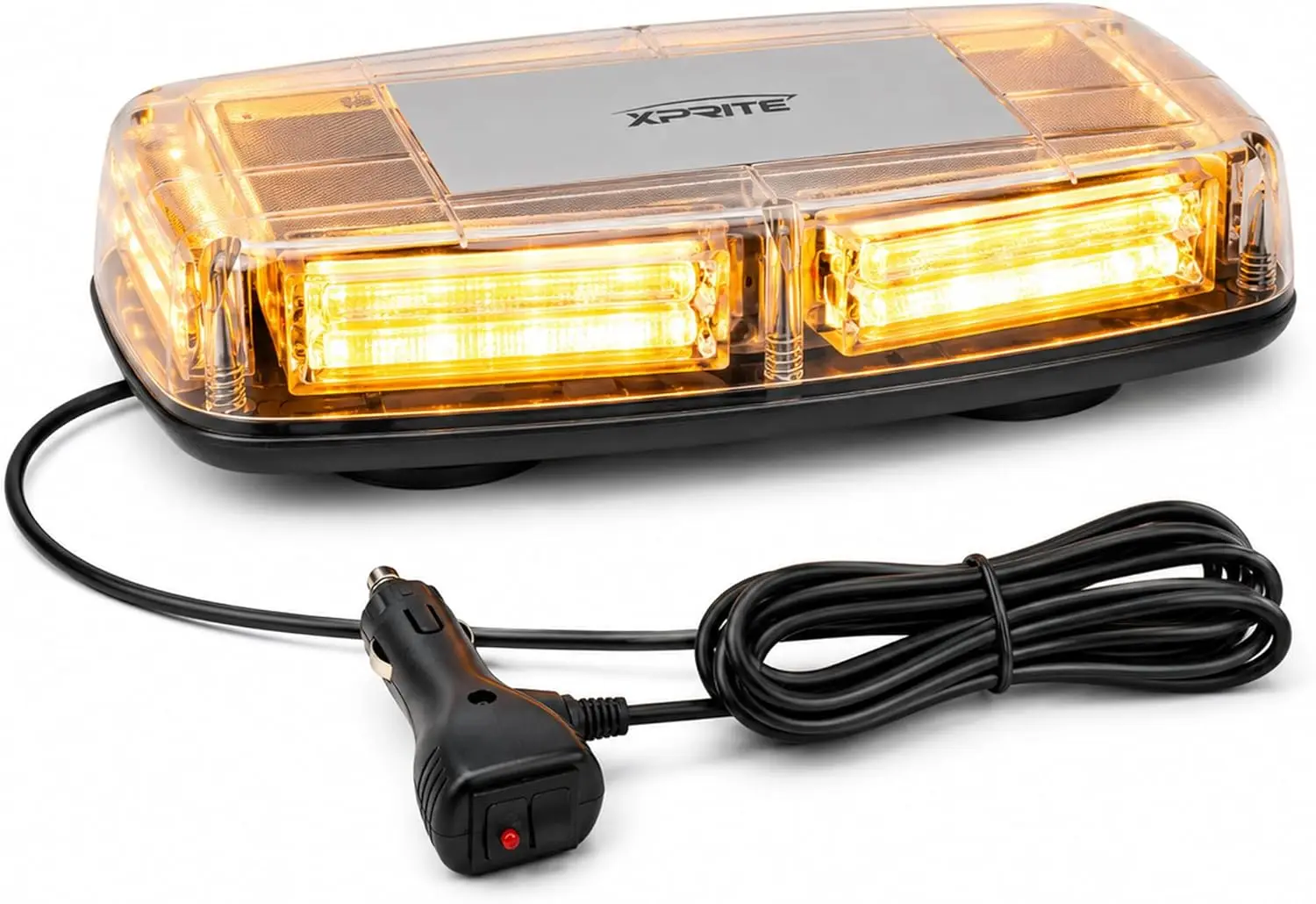 

Amber COB LED Rooftop Strobe Beacon Light, 12V Magnetic Base, 19 Flash Patterns for Trucks, Snowplows, Construction Vehicles