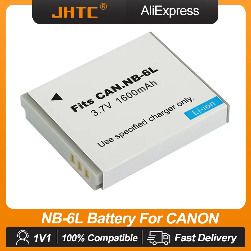 JHTC 1600mAh NB 6L NB6L Batteria per Canon Power shot Camera SX520 HS SX530 SX600 SX610 SX700 SX710 IXUS 85 95 200 210 105