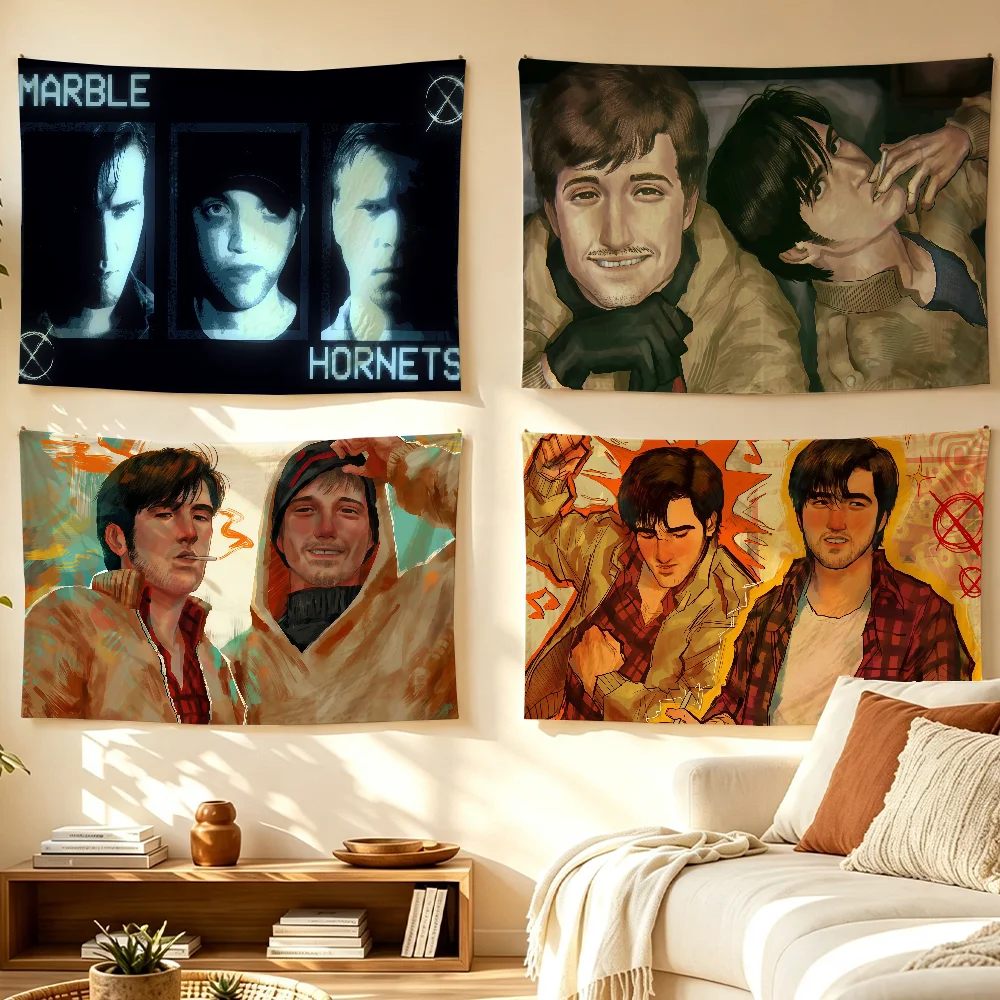 Movie M-Marble Hornets flag Room Decoration Wall Tapestry Hanging Aesthetic Bedrooms Advertising Banner