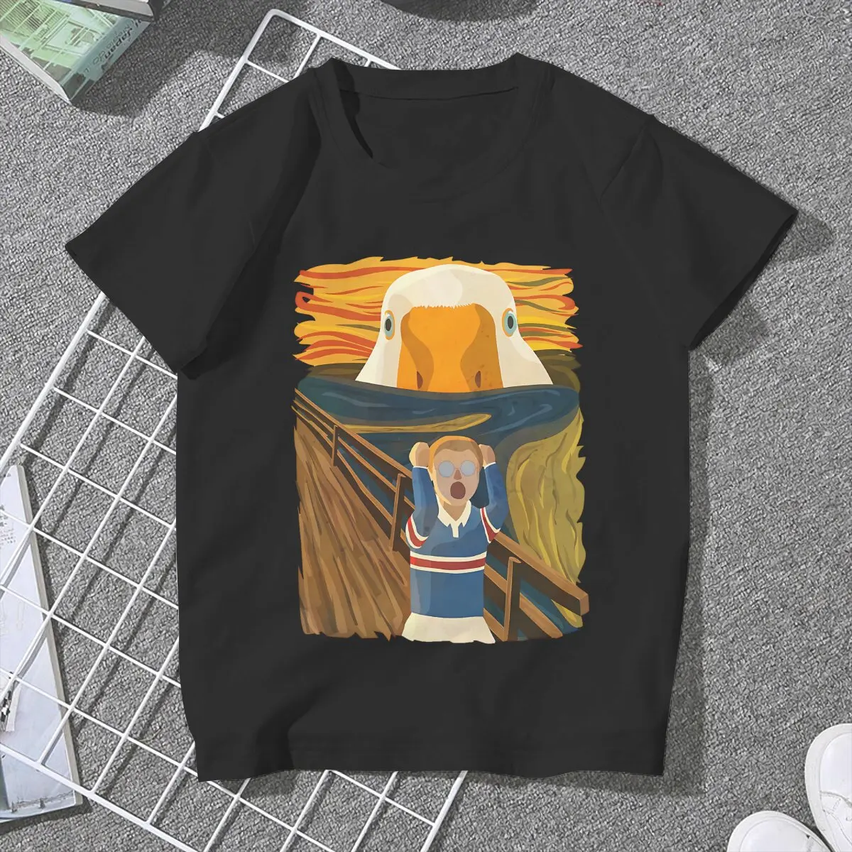 The Honk Goose The Scream Famous Painting Parody Women T Shirts Untitled Goose Game Creative Tee Shirt Short Sleeve