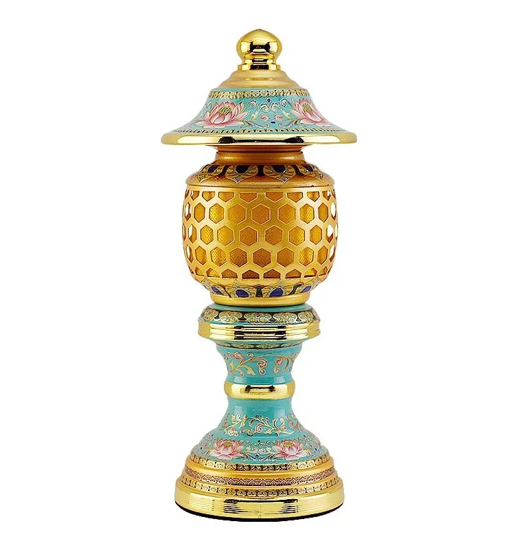 The enamel lotus led is plugged in to make money for ever-burning lamp of the god of wealth, ever-burning lamp