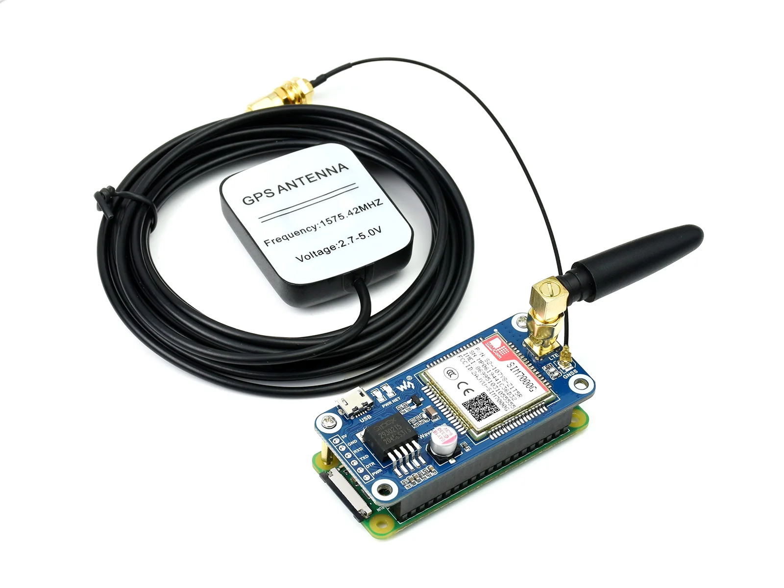 SIM7000G NB-IoT HAT,Based on SIM7000G, NB-IoT / Cat-M / EDGE / GPRS HAT For Raspberry Pi, GNSS Positioning, Global Band Support