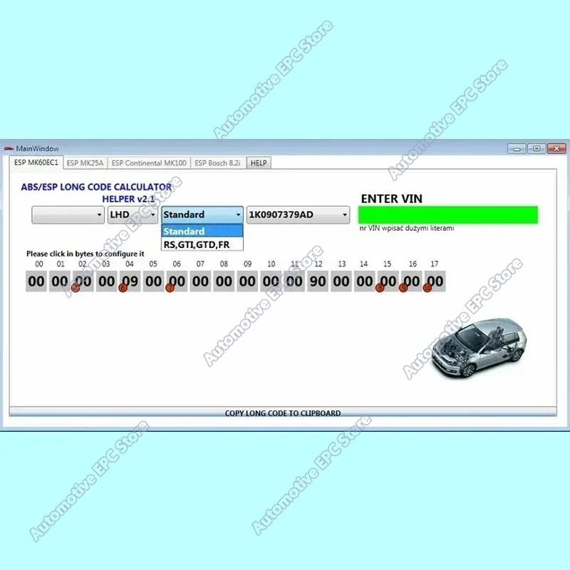 New for VW ABS ESP Long Code Calculator Helper MK60EC1 ABS ESP Long Code Calculator software+ unlimited install+ install vide