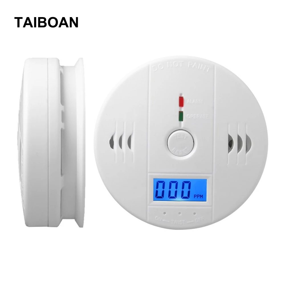 TAIBOAN High Sensitive Independent CO Alarm Sensor Home Carbon Monoxide Alarm Detector 85dB Warning LCD Photoelectric Display