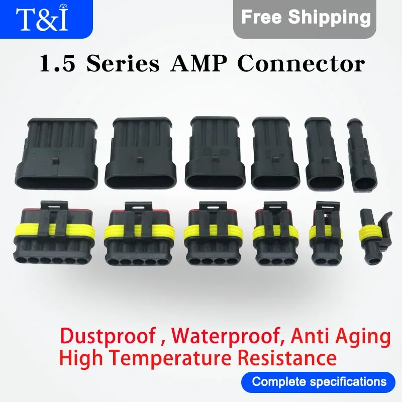 

20/50/100 Sets Of 1.5 Series AMP 1P/2P/3P/4P/5P/6P Automotive Male Female Plug-in Harness Wiring Terminals Waterproof Connector