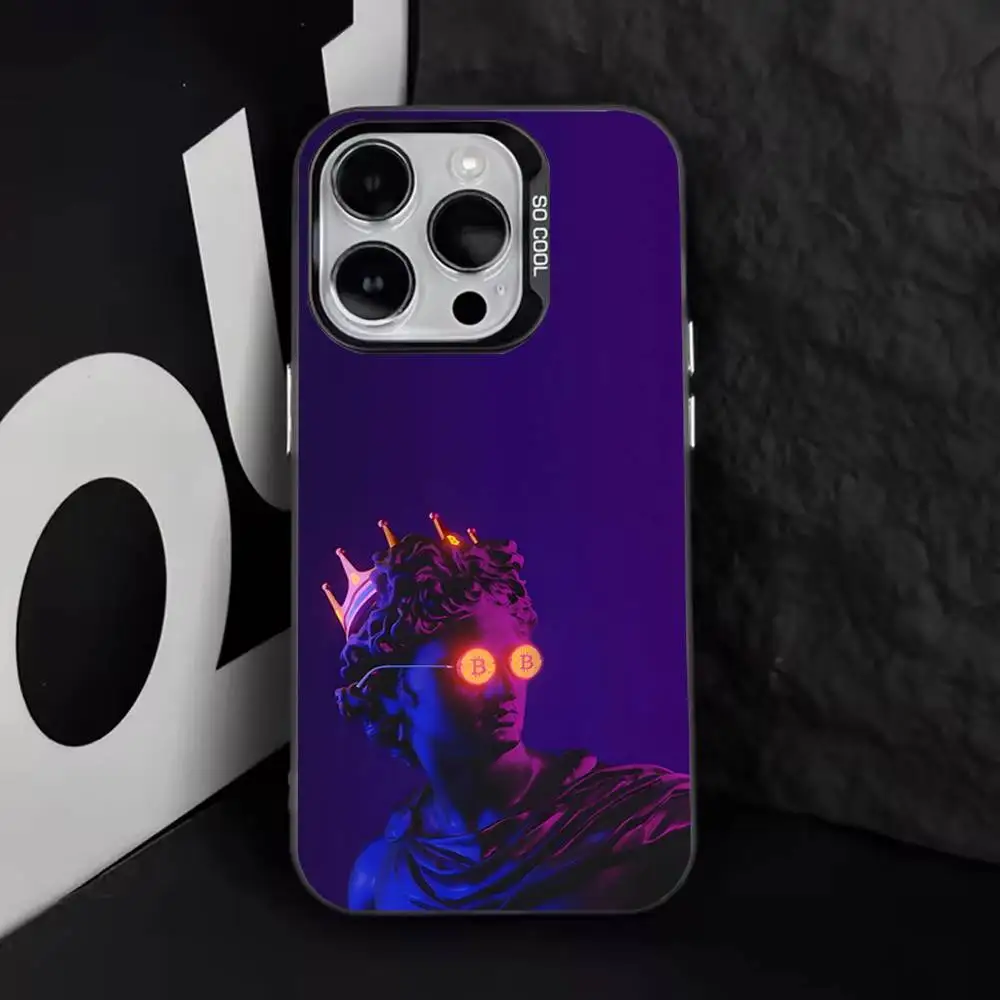 Bitcoin P-Pattern Art Phone Case For iPhone 17,16,15,14,13,12,11,Pro,Max,Plus,E,Air,Mini Black Tpu Cover