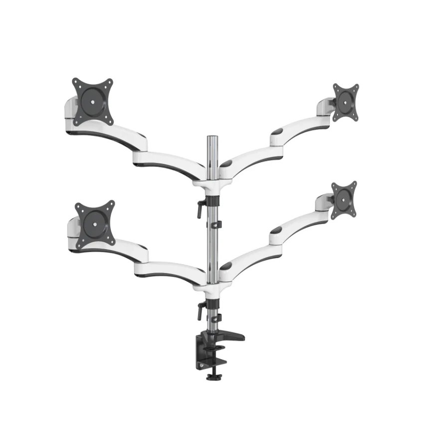 Meisonic FE112-4C Custom Aluminum  Arm Desk Mount Four Screens Mount Arm with 8kg Load Capacity Black/White/Silver