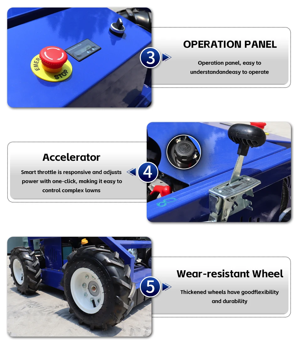 강력한 등판 능력을 가진 지능형 원격 제어 정원 잔디 깎는 기계, 효율적인 제초 및 내구성 있는 자주식 디자인