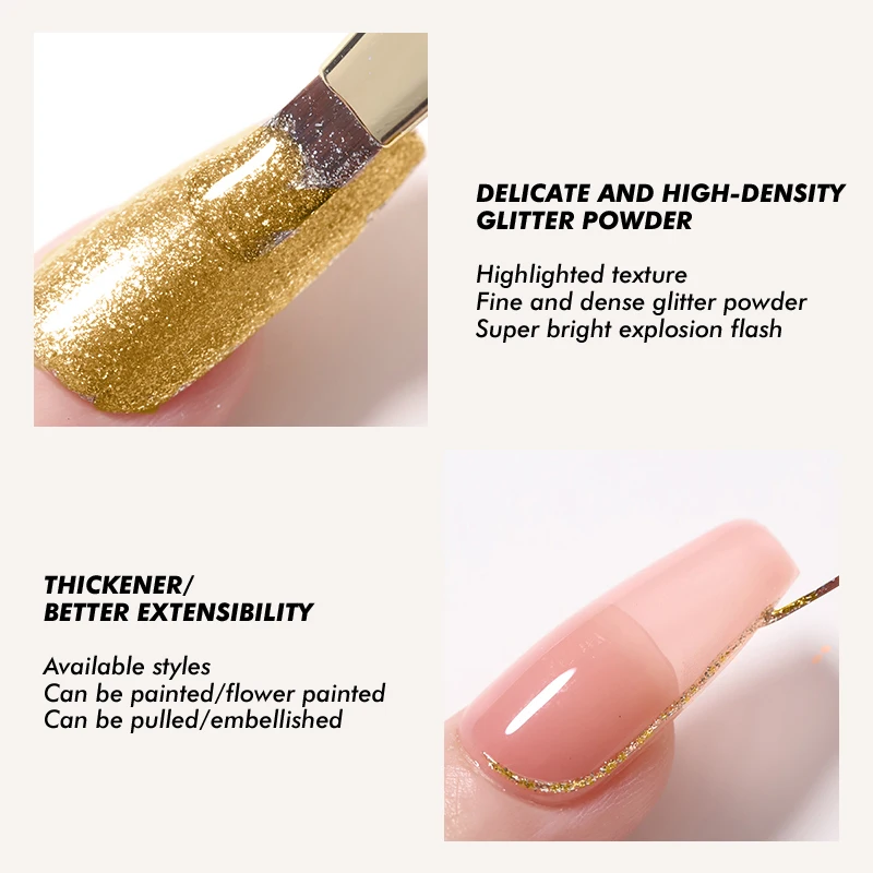 CHUNSHU Glitter Painting Gel Nail Polish Density Platinum Semi-solid 5G Reflective LED UV Gel Soak Off Gold Silver Drawing Liner