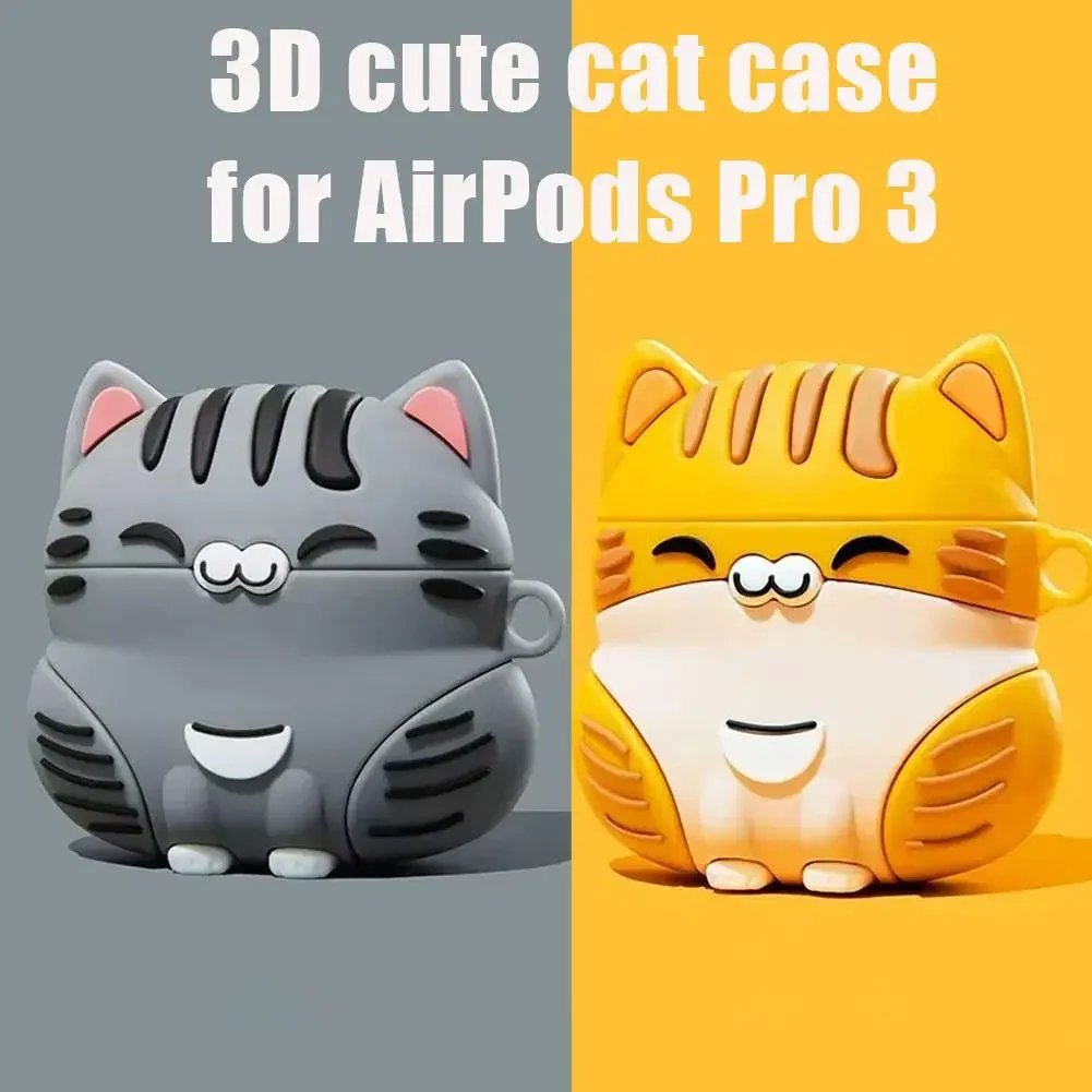 

3D чехол с котенком и котом для AirPods Pro 3, милый силиконовый чехол, противоударный защитный чехол с прекрасным дизайном