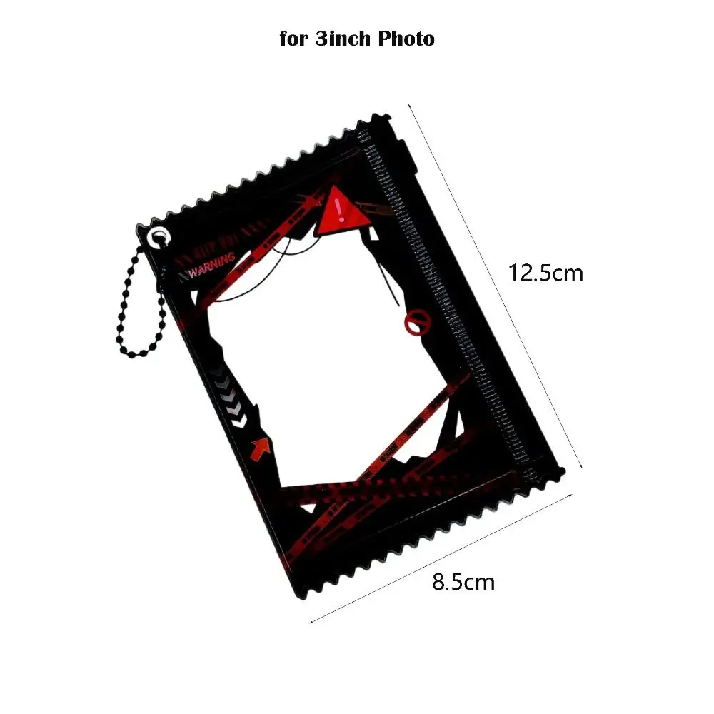 Держатель для фотокарт в стиле киберпанк в стиле аниме, дизайн предупреждающей линии, защитный рукав для фотокарточек с цепочкой