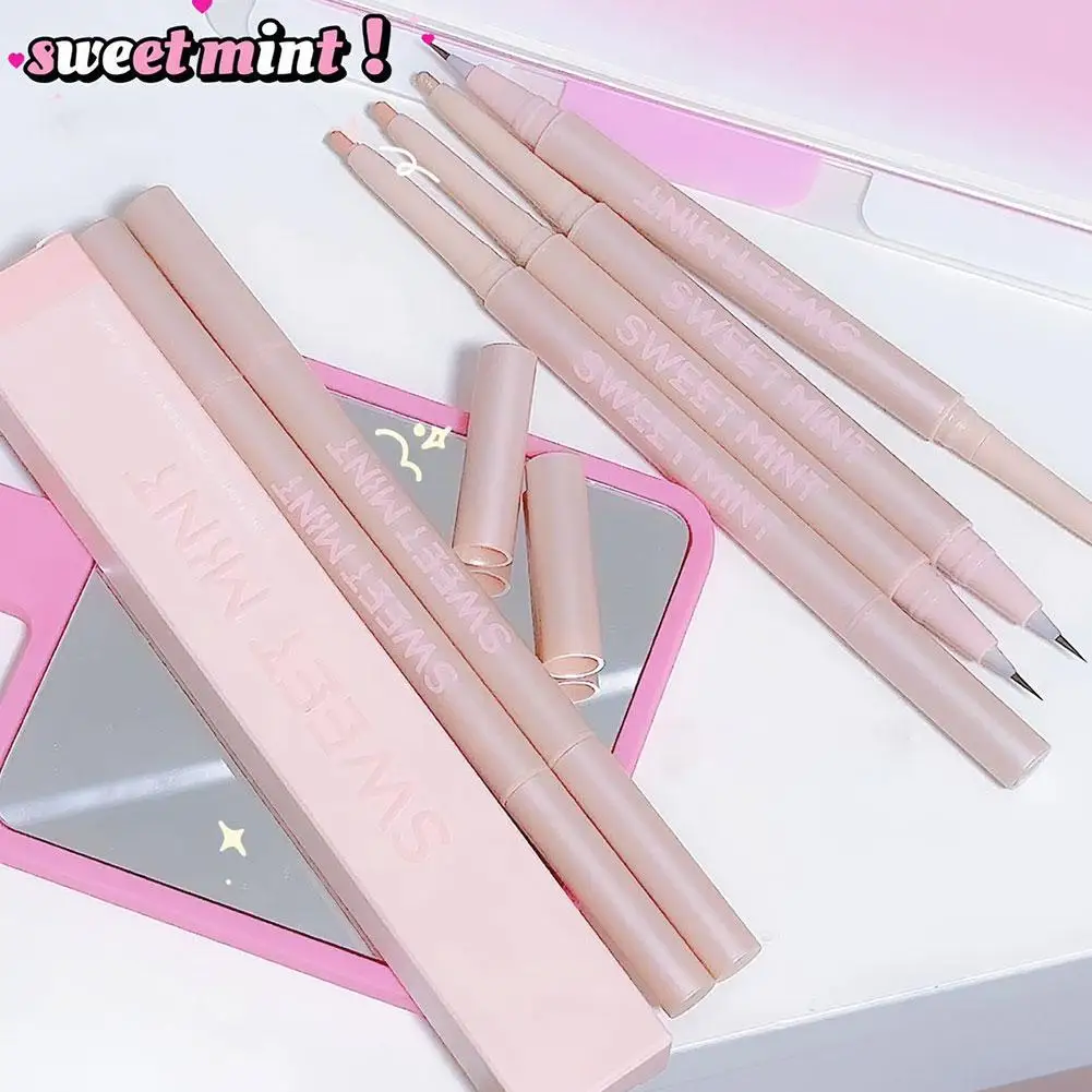 1pcs Double-ended fine-tip eyebrow pencil, waterproof, sweat-proof, smudge-proof, non-fading, natural color eyebrow pencil