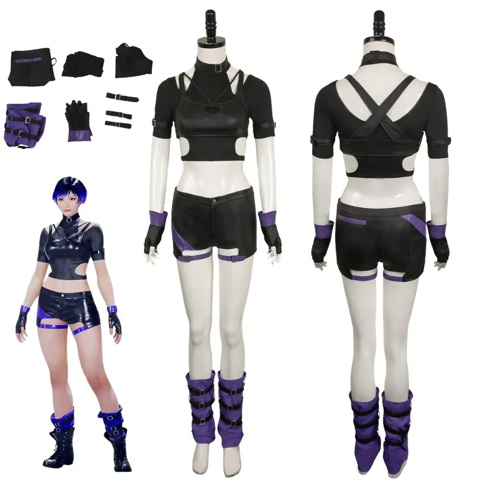 

Tekken8 Reina Cosplay Fantasia Costume Disguise for Adult Women Carnival Clohtes Tops Shorts Roleplay Outfits Halloween Suit