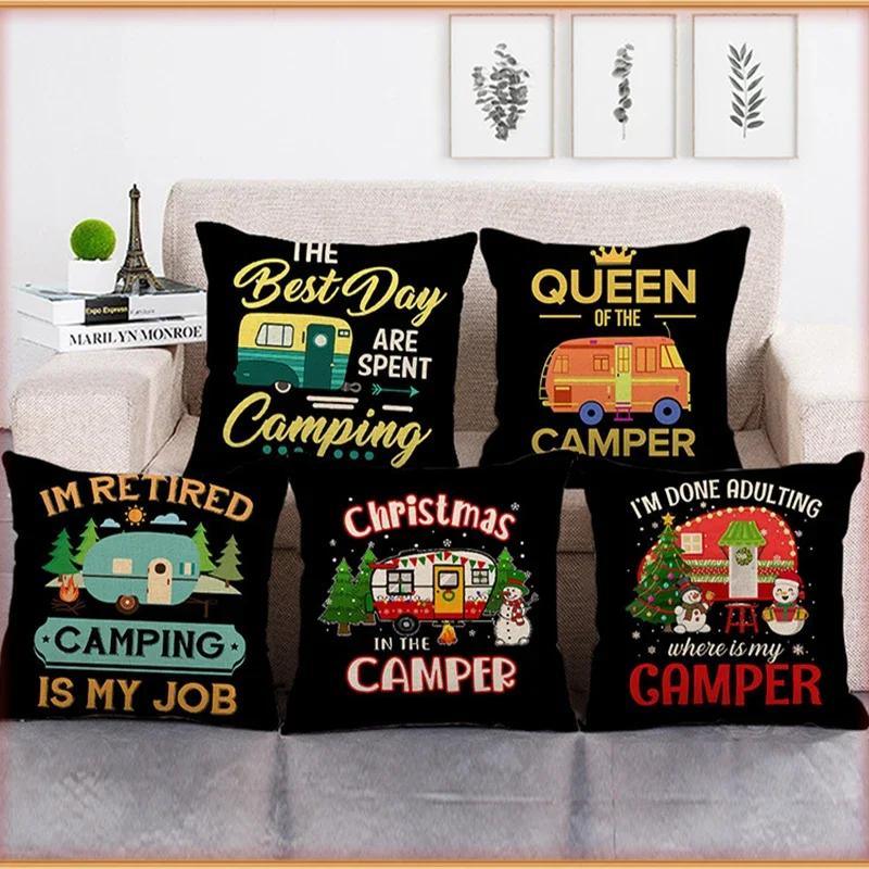 

45x45cm New Design Christmas Comic Tree Blessing Peach Skin Pillow Cover Printed Cushion Cover For Home Decor