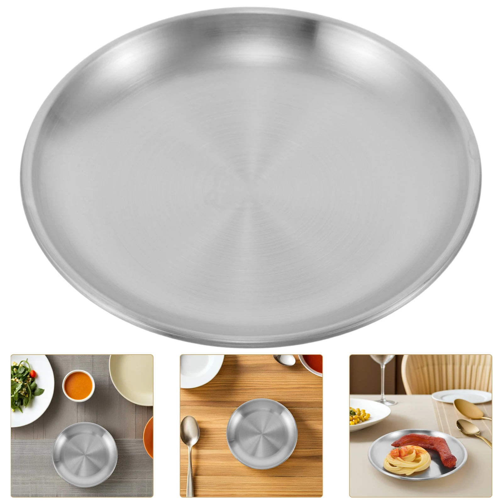 

Premium 304 Stainless Steel Round Bbq Tray Dish Serving Plate Outdoor Camping Family Gatherings Reusable Food Platter