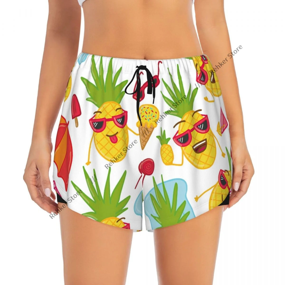 여성 요가 반바지 파인애플 귀여운 운동 반바지 피트니스 빠른 건조 숙녀 요가 체육관 러닝 짧은 바지 스포츠웨어