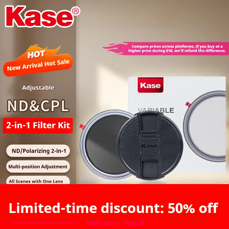 

Kase Adjustable ND & CPL 1.5–8-Stop 2-in-1 Multi-Function Filter: Variable Neutral Density (VND) Filter and Polarizing Filter