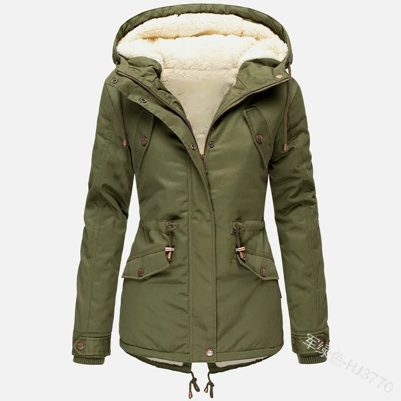 Imagem -04 - Cabolsa de Inverno Longo e Espesso Feminino Parka à Prova de Vento Sobretudo Casual com Capuz Caminhada ao ar Livre Cabolsa Sólido Quente Inverno