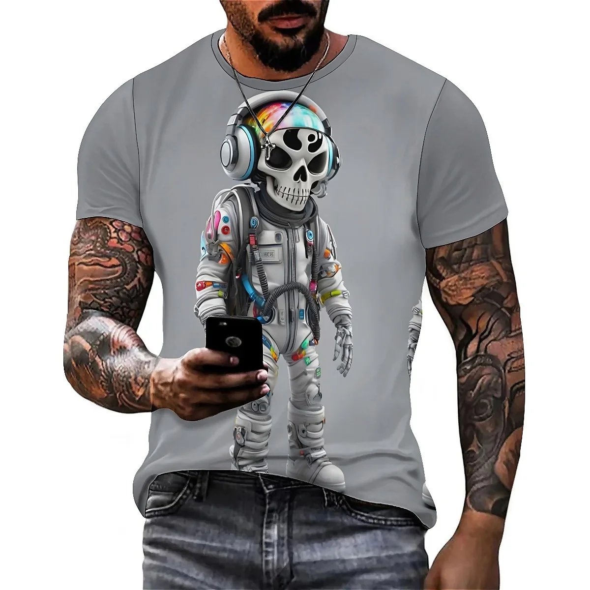 

Daily Wear Relaxed Vintage Design Men's 3D Printed Short-Sleeve T-Shirt - Gathering Outfit Top