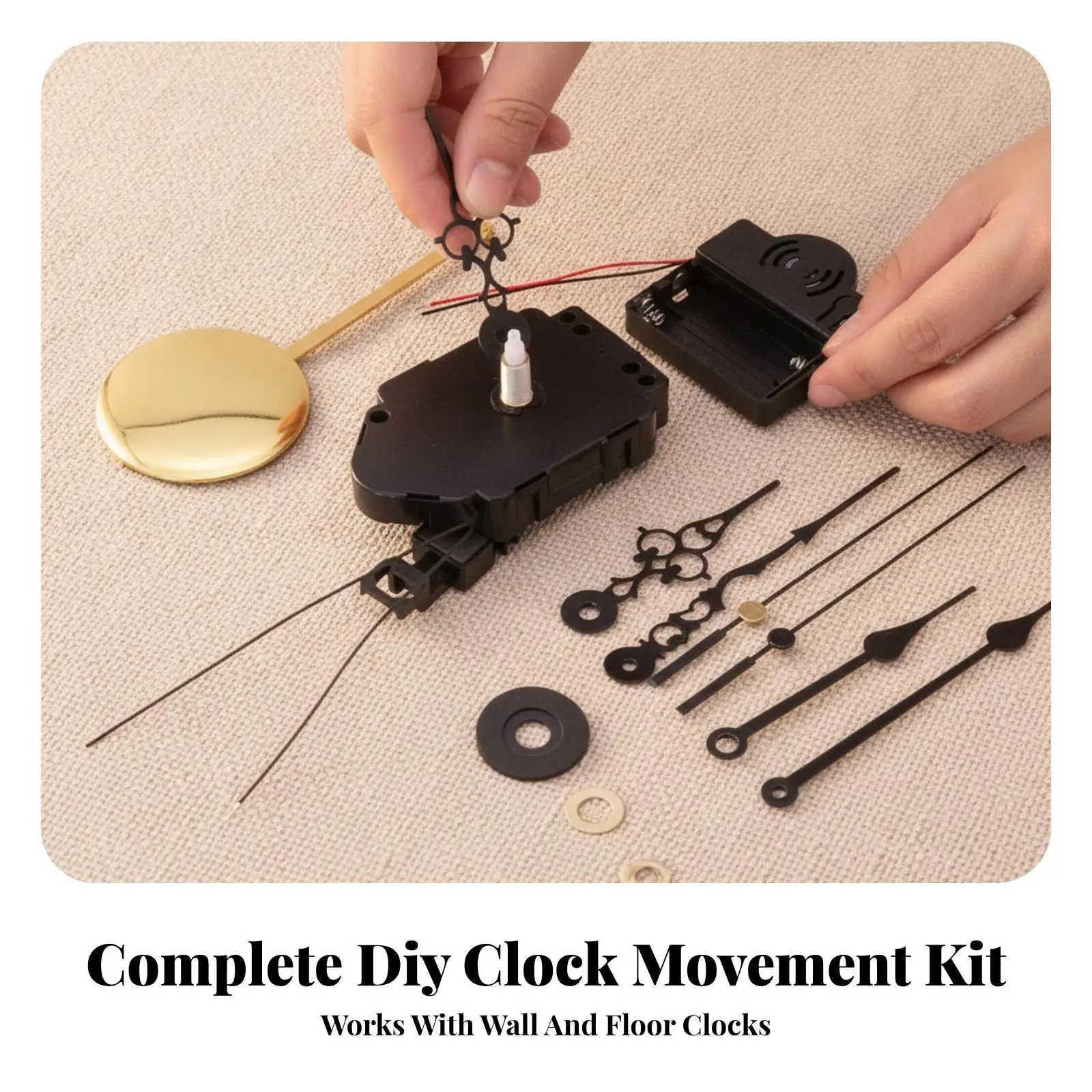 Wall Clock Pendulum Movement Replacement with Cathedral Chime and Automatic Night Silence for 250mm Clocks