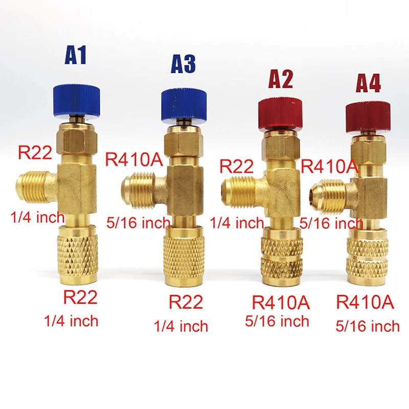 Air Conditioning Safety Valve Adapter Fitting Refrigeration Charging Copper Adapter For R410A R22 Refrigeration Tool