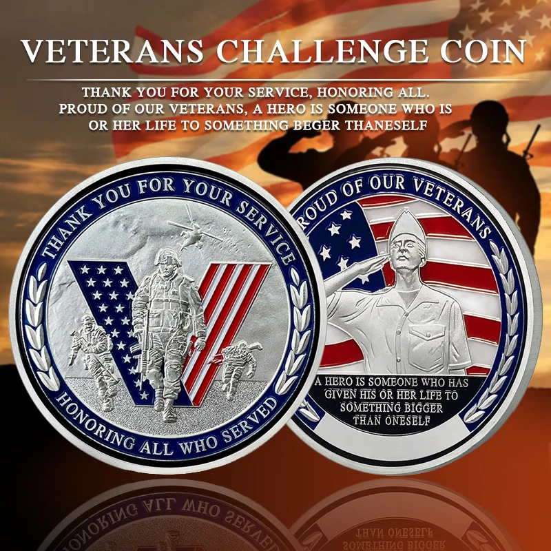 

American Veterans Challenge Coin Thank You For Your Service Military Appreciation Coins Gift For Veterans Commemorative Coins