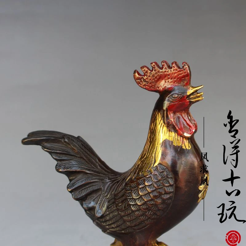 plated brass zodiac lucky chicken bronze statue home opening unique carrying handcrafts