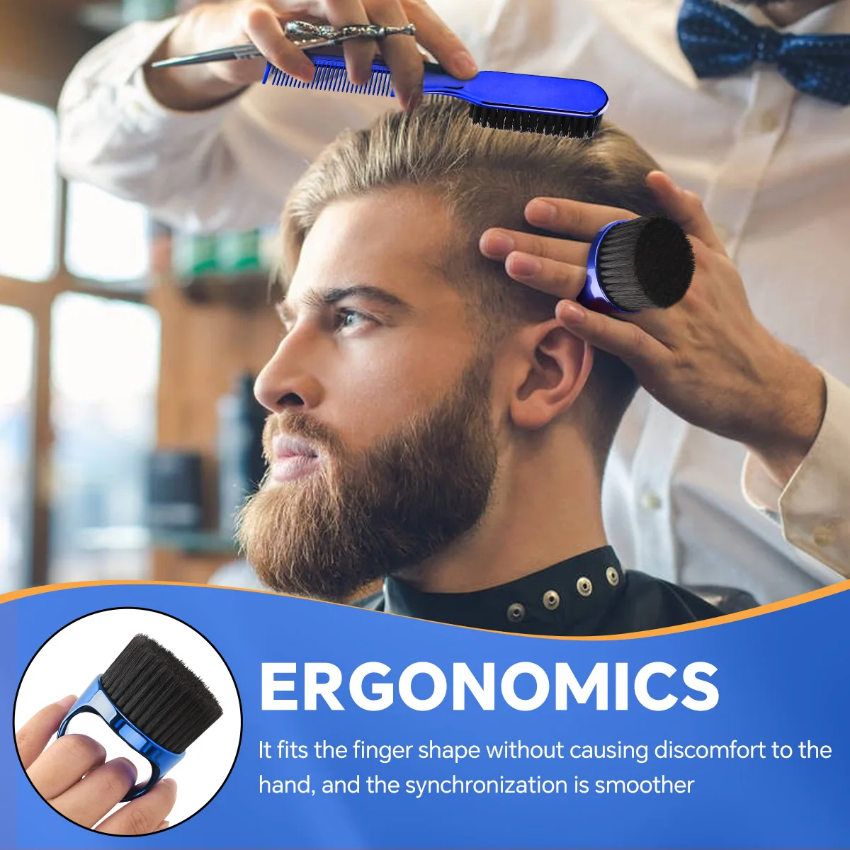 Salon Styling Barber Neck Duster for Hair Clipper Cleaning Set Tool Polychrome Hair Dust Electroplating Brush for Barbershop