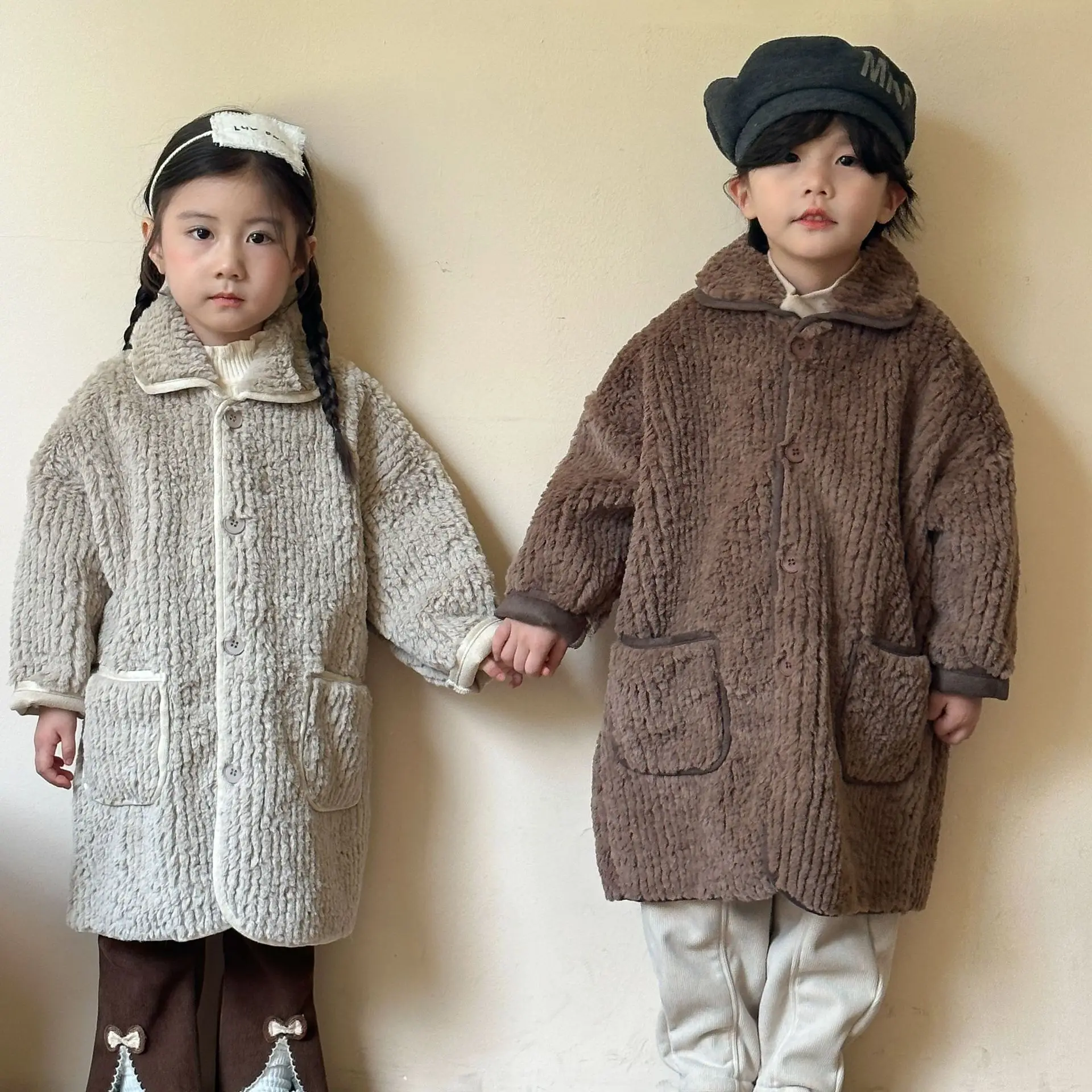 2024 Winter Children's Imitation Rabbit Fur and Fur Integrated Warm Coat