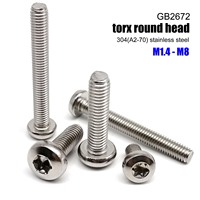 5/10/50pc Extra-long 3-100mm M1.4 M1.6 M2 M2.5 M3 M4 M5 M6 M8 GB2672 Six-Lobe Torx Pan Round Head Screw Bolt 304 Stainless Steel
