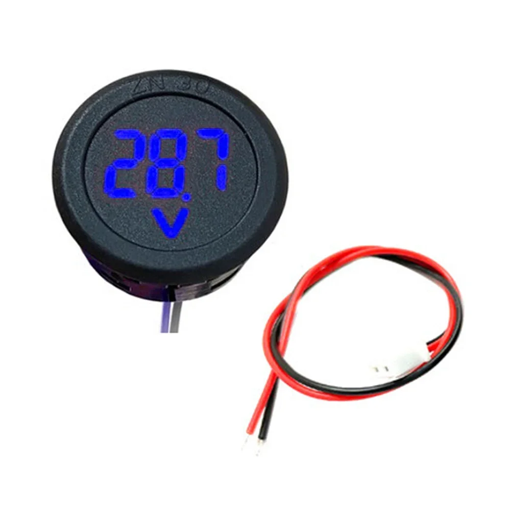 DC4-100V Digital Display Automotive Voltmeter With LED Round Voltage Power Meter Hand Tool Power Tool Accessories