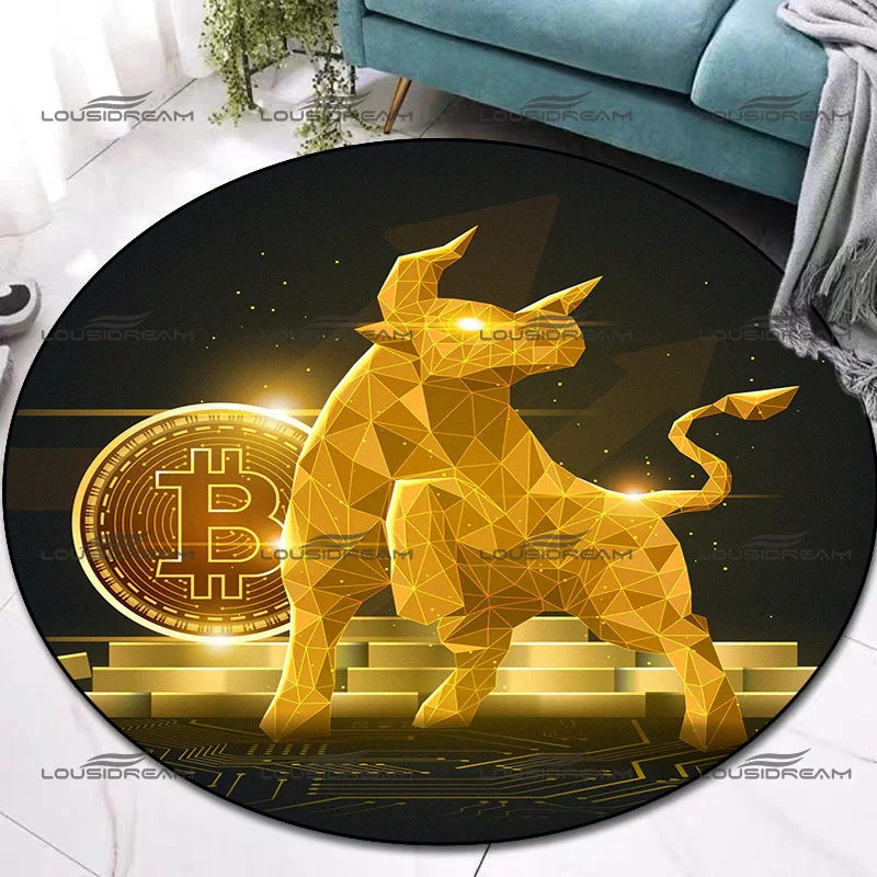 Bitcoin Element Carpet Round Digital Currency Rugs Carpet Indoor Home Decoration Floor Mats Seat Sofa Floor Mats