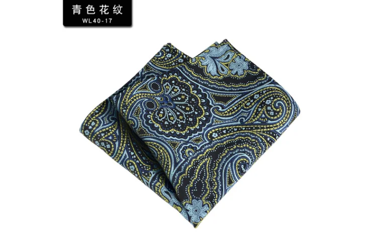 24cm Formal Paisley Pocket Square Mens Polyester Black Red Handkercheif Wedding Party Tuxedo Accessories Elegant Hanky Cravat