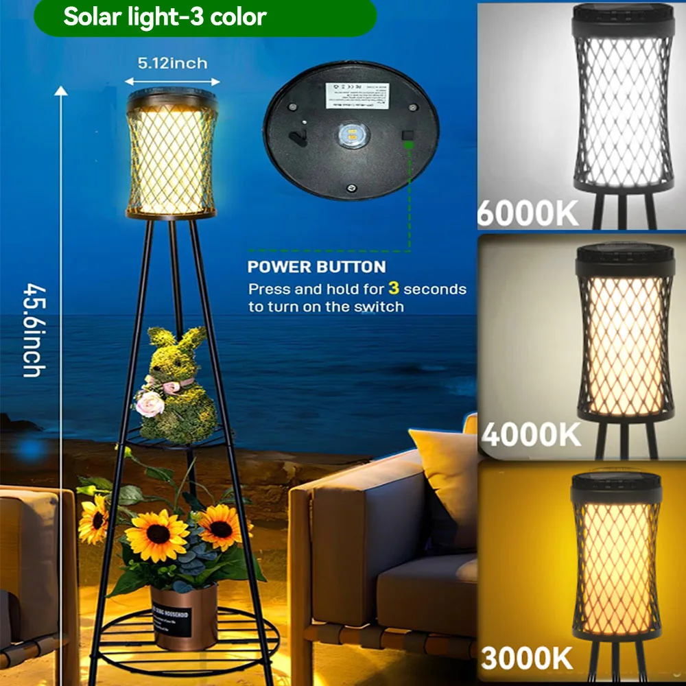 Solar-Flutlicht, Nacht-LED-Garten-IP65, Außenlampe, solarbetriebene Laterne für Terrasse/Innenraum/Weg, warmweiß, kaltweißer Boden