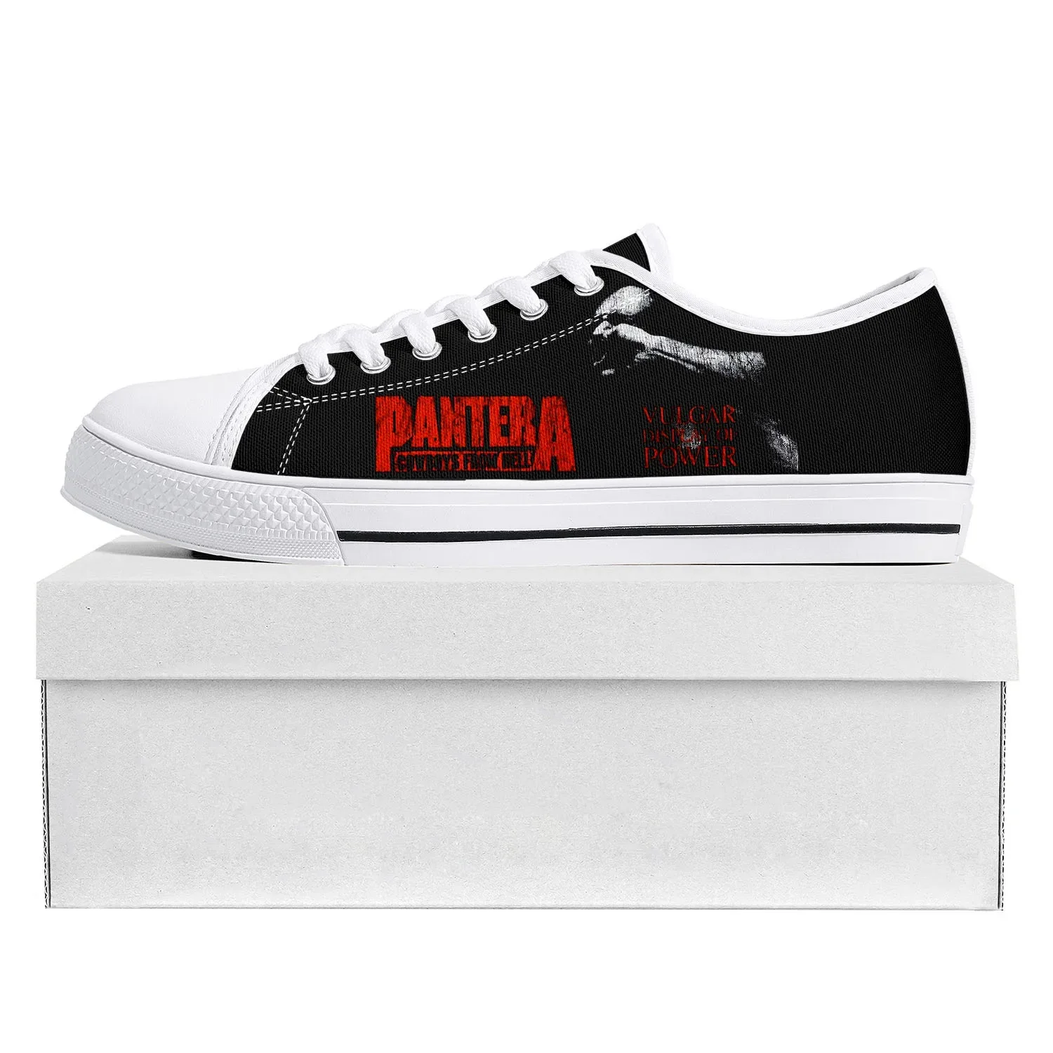 Pantera Metal Band Low Pop Sneakers, Homens Mulheres Teenager Canvas Sneaker, Sapatos Casuais Casal, Top de Alta Qualidade, Sapato Personalizado