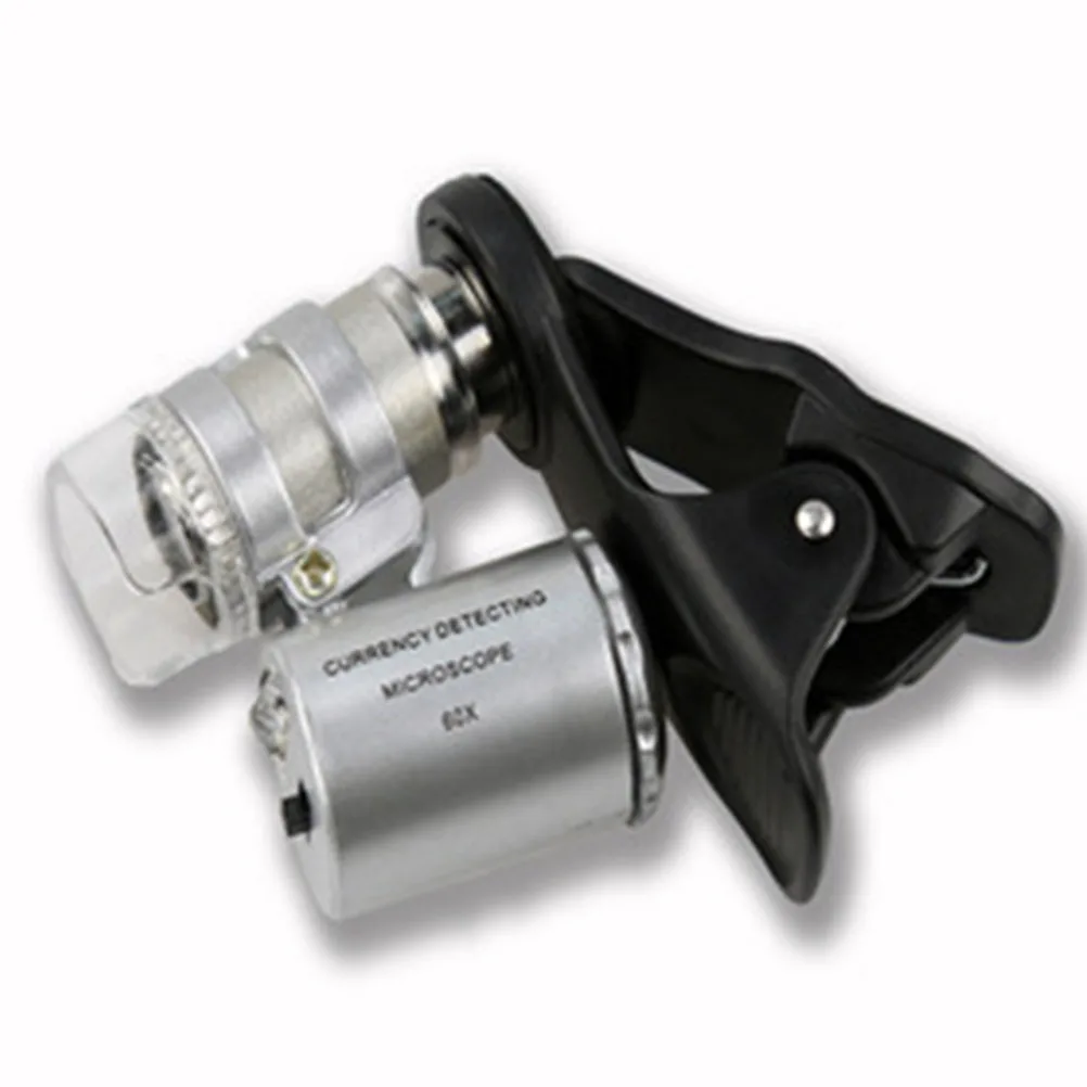 

60X Microscope Magnifier Compact Led Uv Pocket Microscope For Currency Jewelry Inspection Phone Attachment Instrument Tool