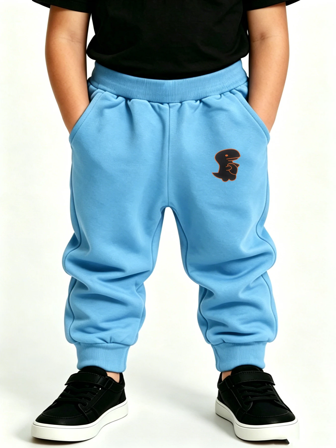 SkyBlue Dinosaur Print Children Sweatpants Soft Comfortable Solid Kids Sports Jogging Pants Casual Daily Wear Outdoors Trousers