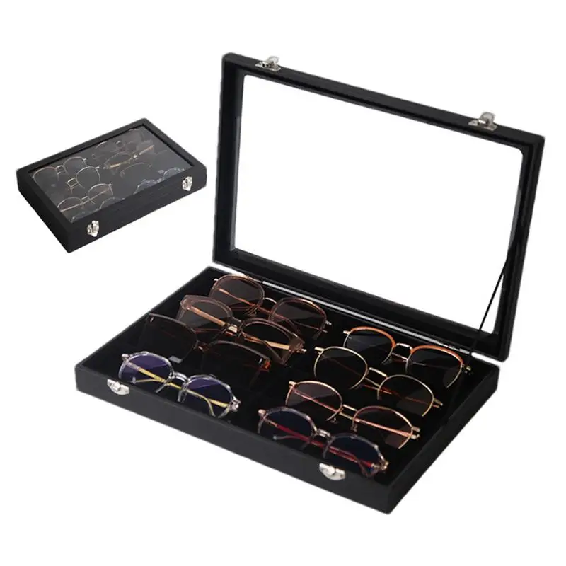 

Eyeglass Cases For Men Sunglasses Jewelry Collection Case With 8 Slots Eyewear Display With Clear Lid Storage Organizer Sunglass