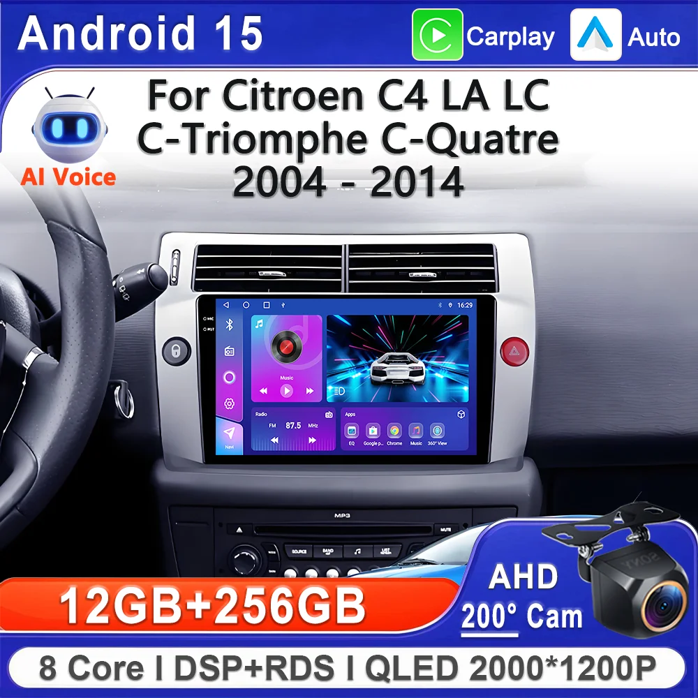 

Android 15 2K Incell Screen Multimedia Stereo For citroen C4 LA LC C-Triomphe C-Quatre 2004-2014 Stereo Head Unit GPS Navigation