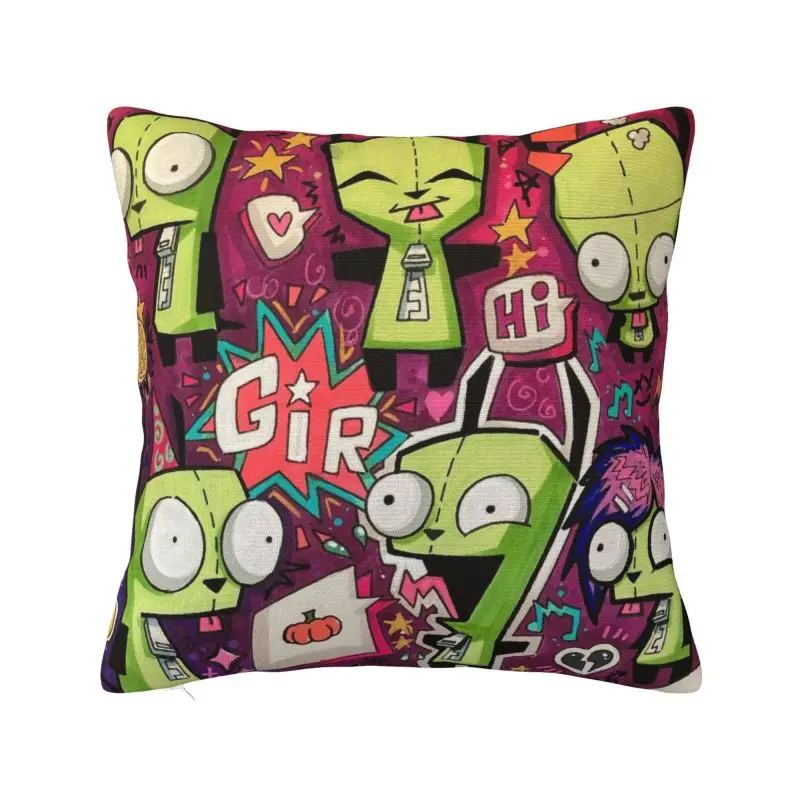 Custom I-Invader Z-Zim Cartoon Square Pillow Case Decoration Cushion Cover Throw Pillow for Car Double-sided Printing