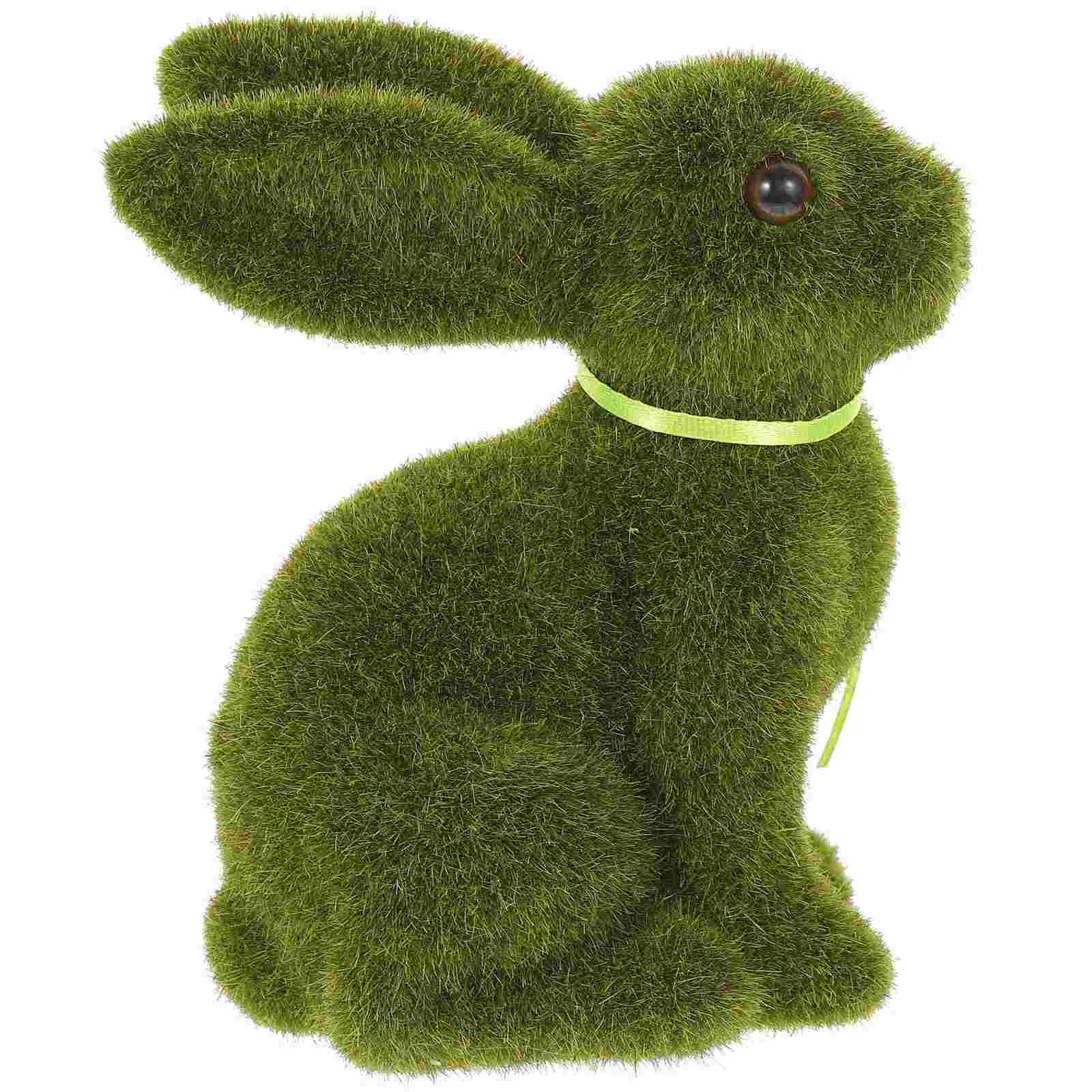 Simulation Rabbit Bunny Figurines Ornament Statue Outdoor Decor Spring Easter Craft Resin Flocking Greenery