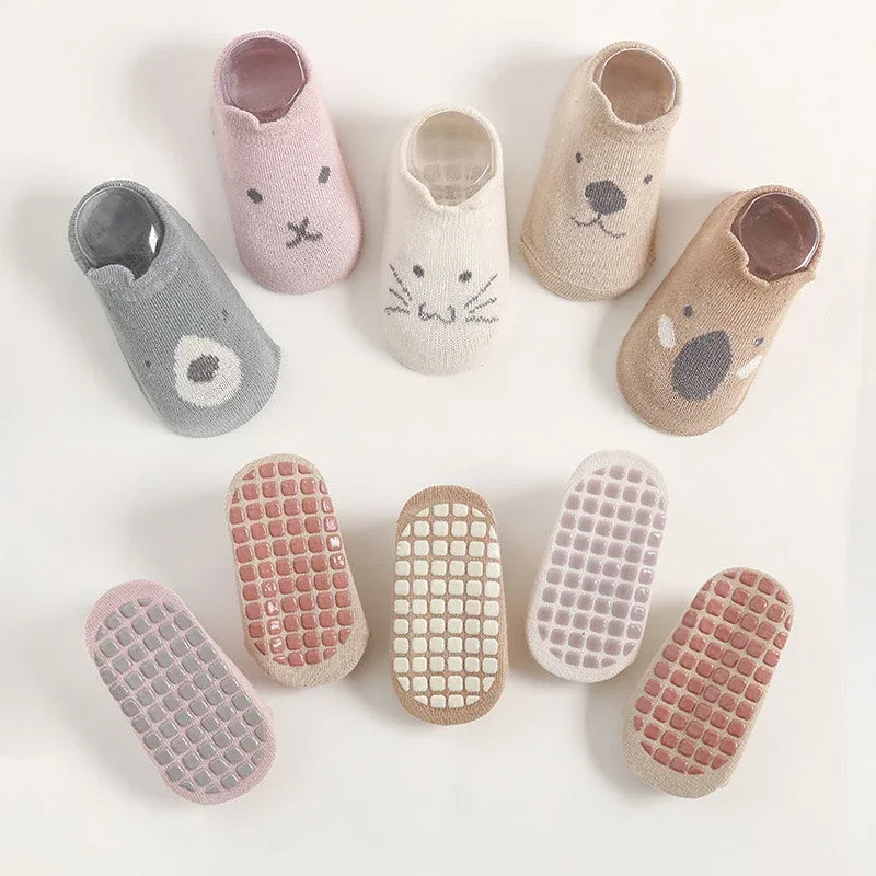 Cute Cartoon Anti-slip White Cat Floor Stockings Summer Cotton Thin Non-slip Home Socks for Kids Toddler Infant Baby Boys Girls