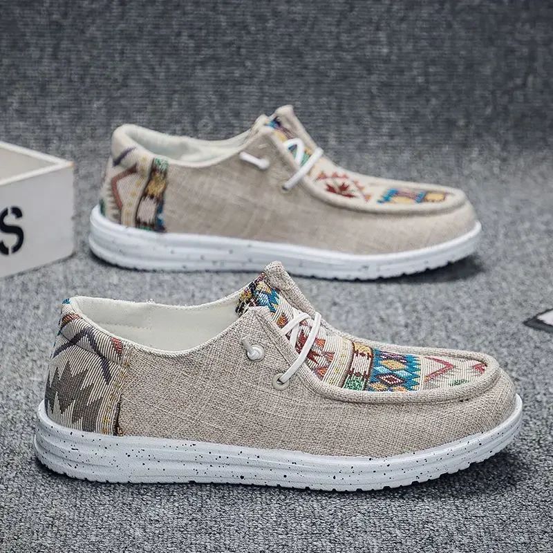 Sneakers Ethnic Style Wear to Work Men's Casual Shoes Round Toe Non Slip Male Shoe Fashion 2025 Luxury Sale Low Price Deals On